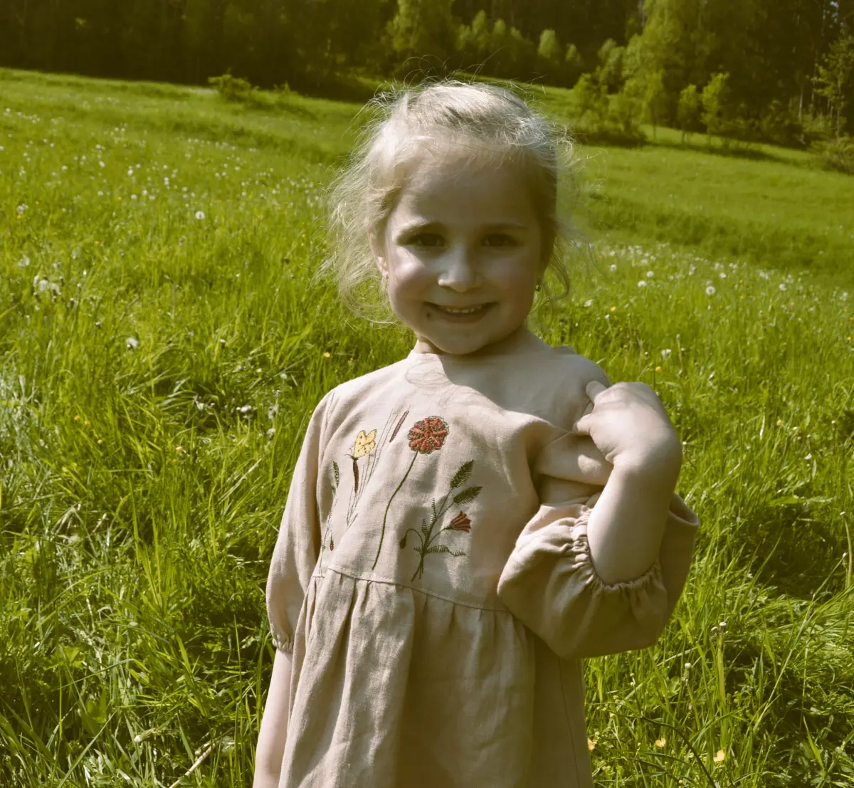 Detské vyšívané šaty-Lúčne pohladenie