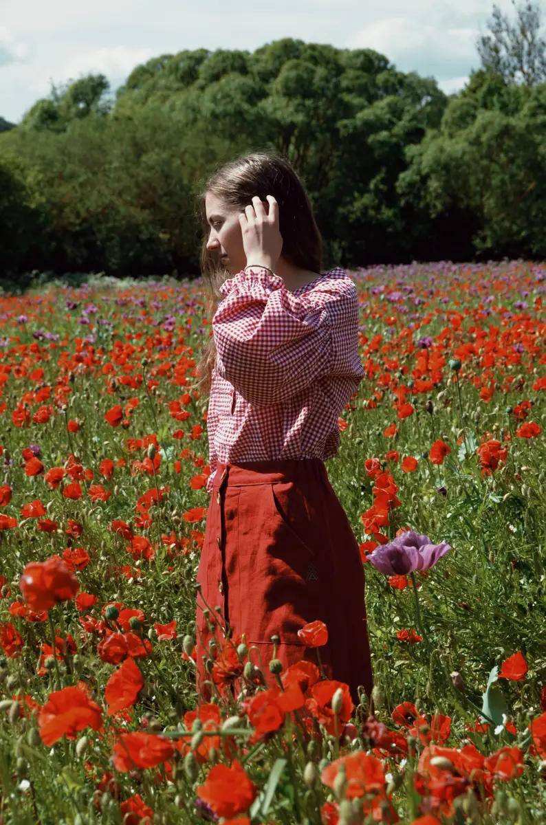 Bavlnená blúzka-Červené pole