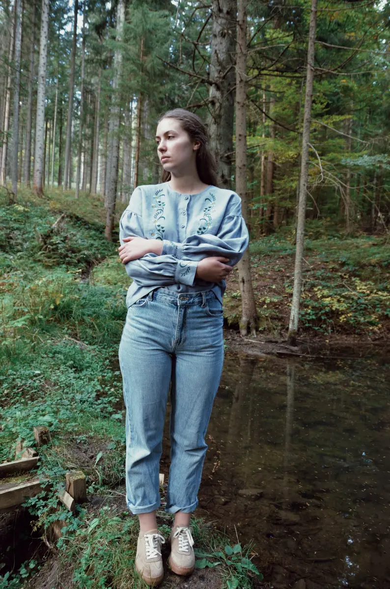 Vyšívaná ľanová blúzka-Nebesá