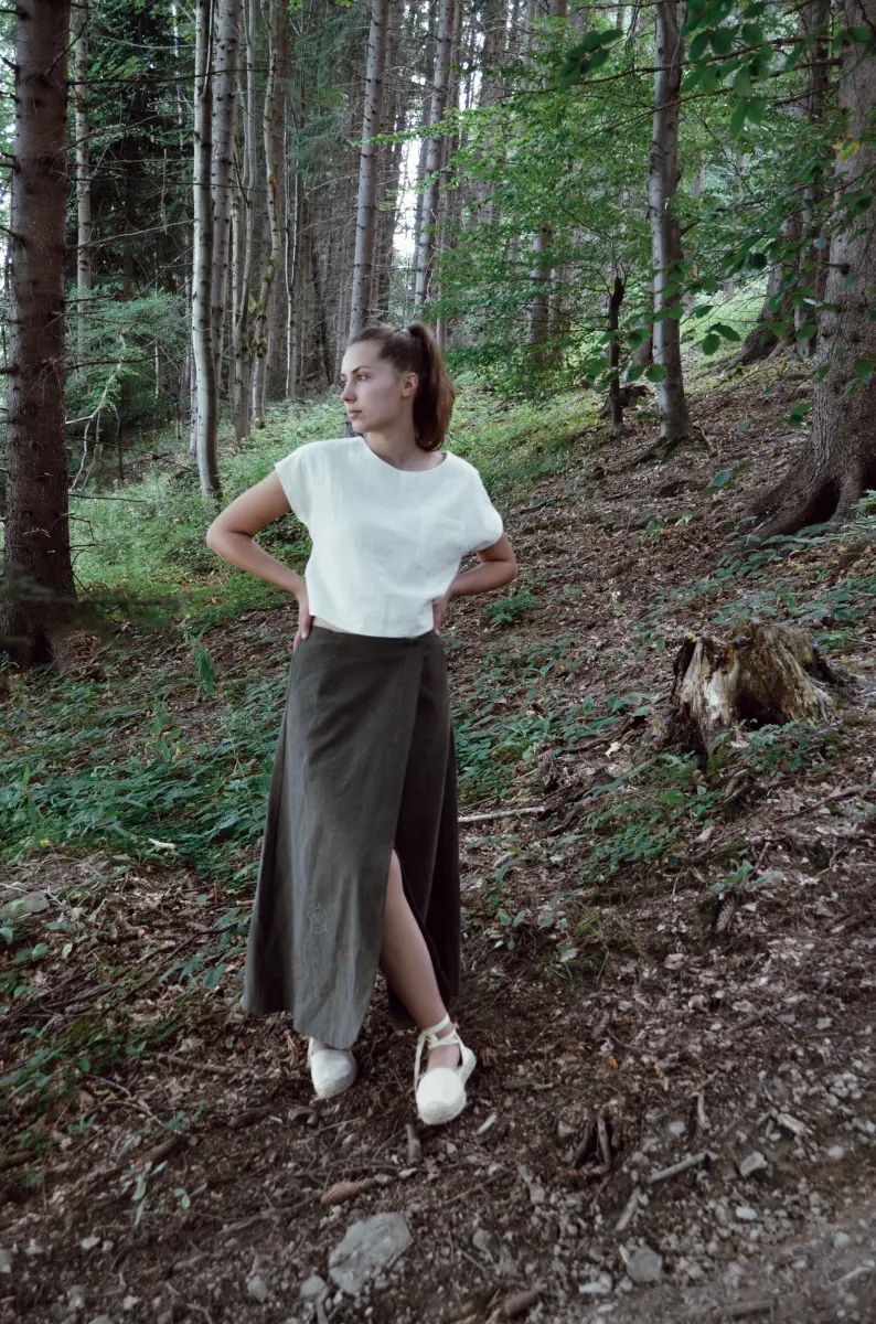 Ľanová sukňa-Jesenný pôvab