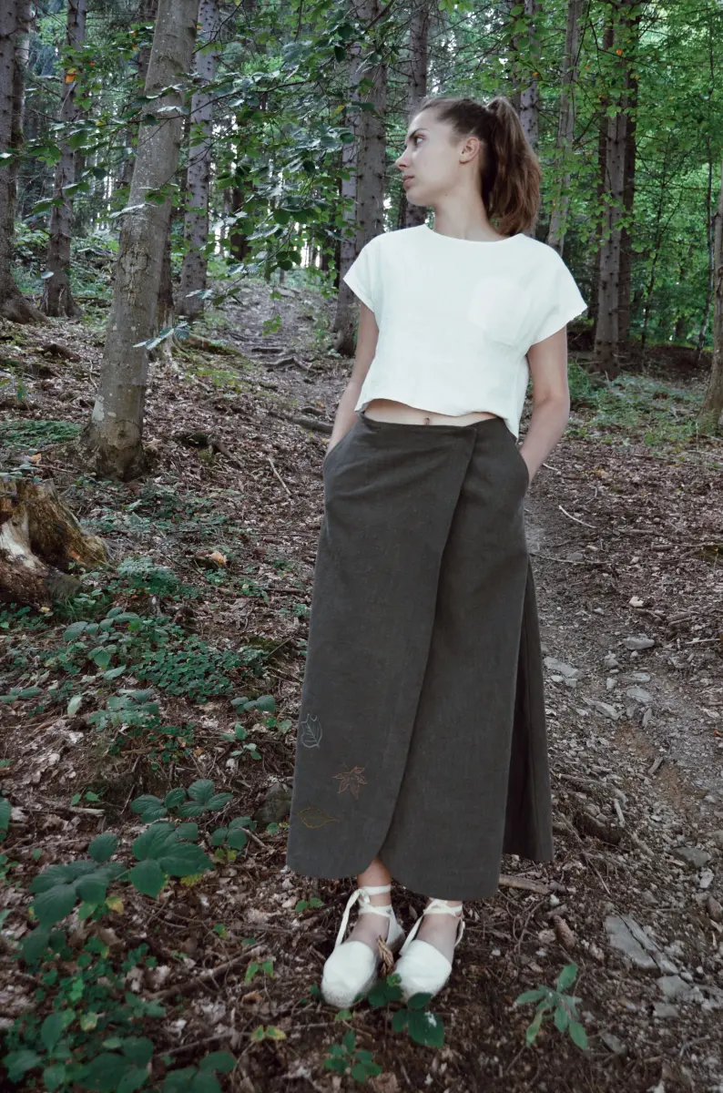 Ľanová sukňa-Jesenný pôvab