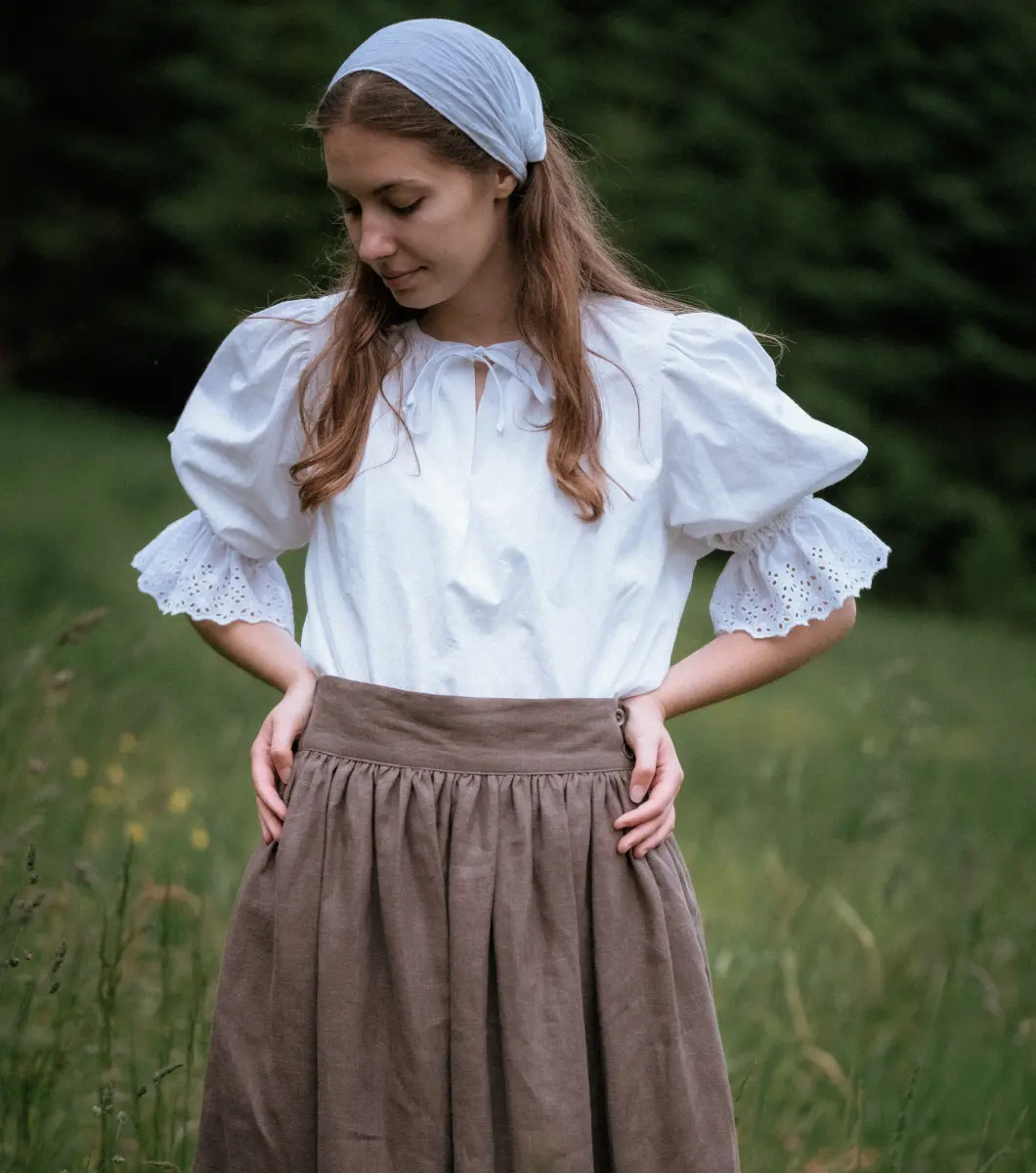Vyšívaná ľanová sukňa-Margaréta