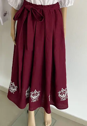 Vyšívaná ľanová sukňa - Čaro tradície